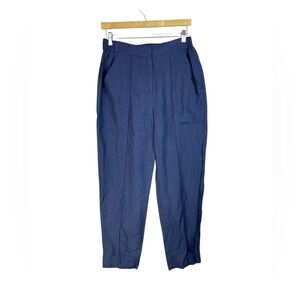 KOBI HALPERIN Addie Pants Linen Blend Ankle Navy Size M Preppy Lagenlook